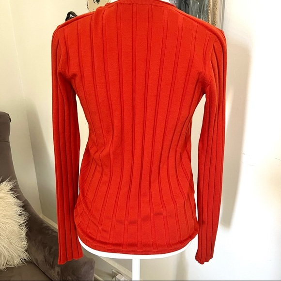 Everlane Burnt Orange Small Ribbed Wool Long Sleeve blouse - Picture 4 of 7
